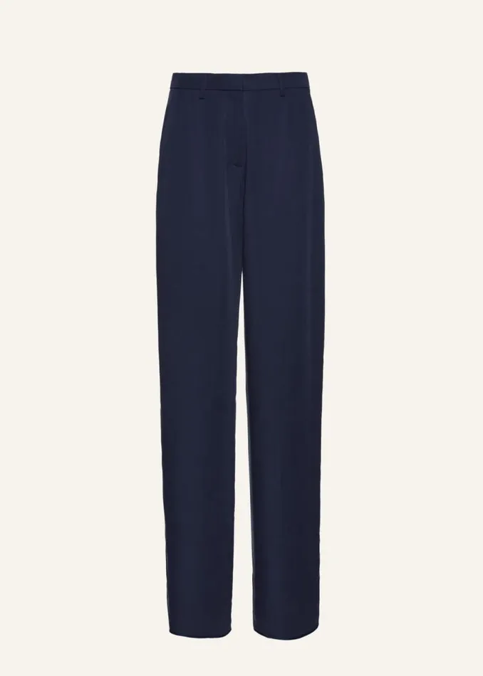Shop Magda Butrym Tailoring And Suits Wideleg Cupro Trousers In Navy