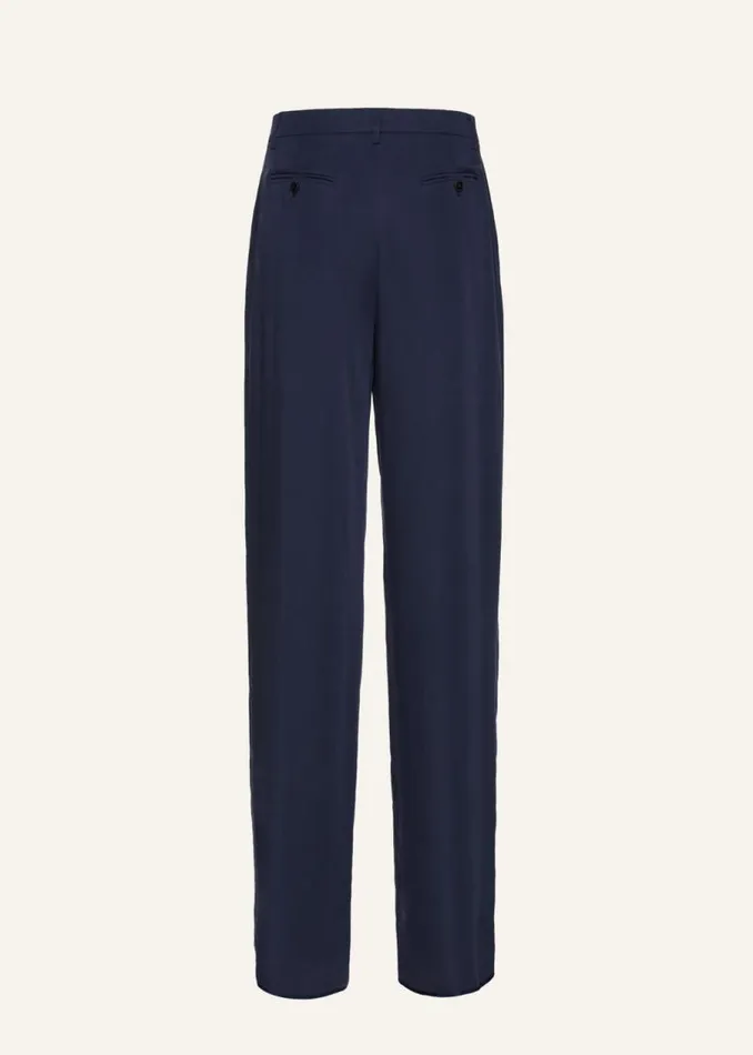 Shop Magda Butrym Tailoring And Suits Wideleg Cupro Trousers In Navy Shop Magda Butrym Tailoring And Suits Wideleg Cupro Trousers In Navy