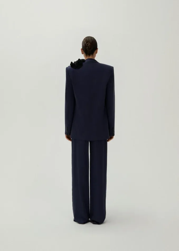 Shop Magda Butrym Tailoring And Suits Wideleg Cupro Trousers In Navy Shop Magda Butrym Tailoring And Suits Wideleg Cupro Trousers In Navy