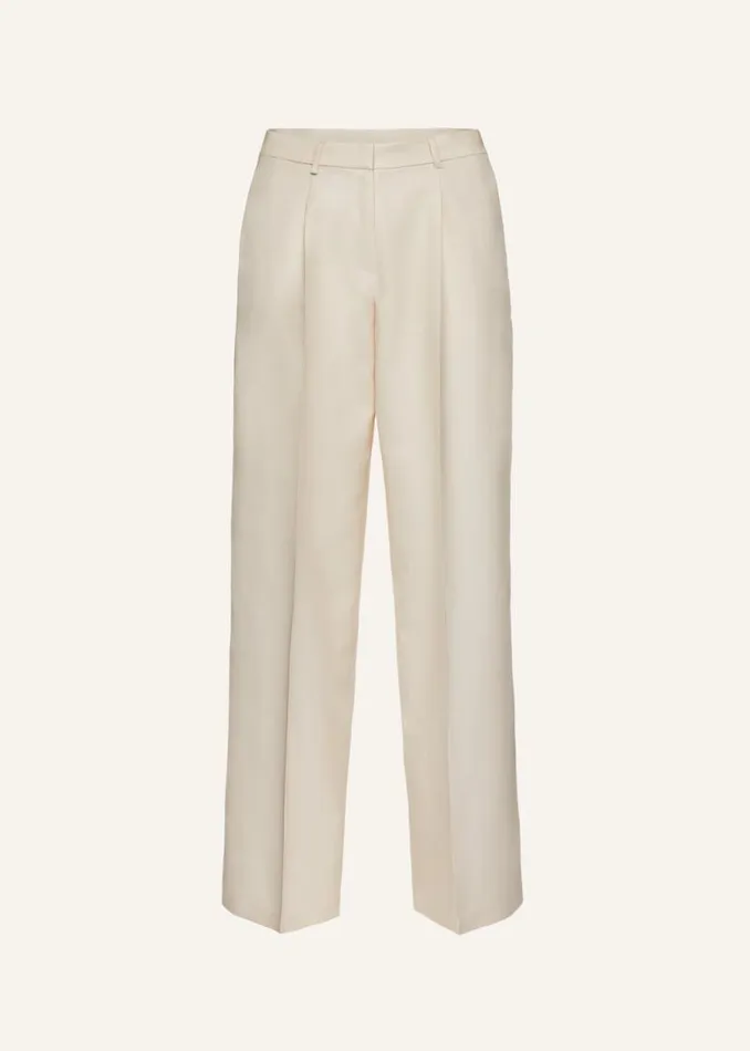 Shop Magda Butrym Tailoring And Suits Wide Leg Tailored Silk Pants In Beige