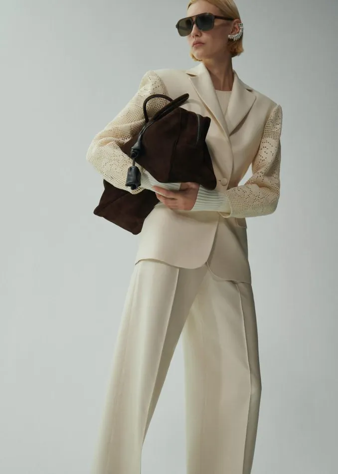 Shop Magda Butrym Tailoring And Suits Wide Leg Tailored Silk Pants In Beige Shop Magda Butrym Tailoring And Suits Wide Leg Tailored Silk Pants In Beige