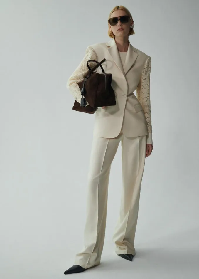 Shop Magda Butrym Tailoring And Suits Wide Leg Tailored Silk Pants In Beige Shop Magda Butrym Tailoring And Suits Wide Leg Tailored Silk Pants In Beige