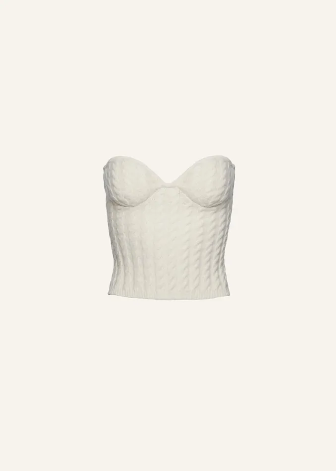 Shop Magda Butrym Tops Cable Knit Corset In Cream