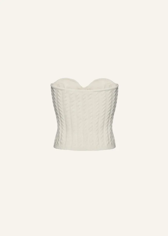 Shop Magda Butrym Tops Cable Knit Corset In Cream Shop Magda Butrym Tops Cable Knit Corset In Cream