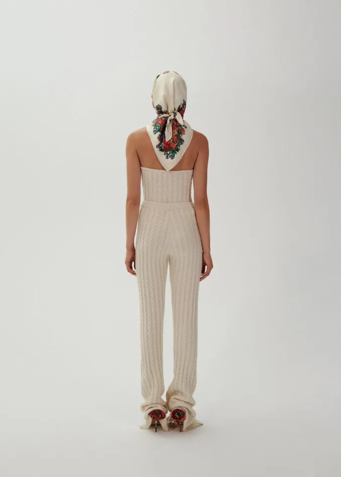 Shop Magda Butrym Tops Cable Knit Corset In Cream Shop Magda Butrym Tops Cable Knit Corset In Cream