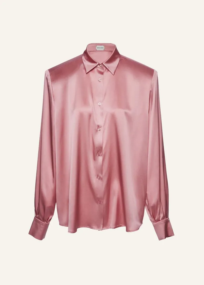 Shop Magda Butrym Tops Classic Silk Shirt In Pink