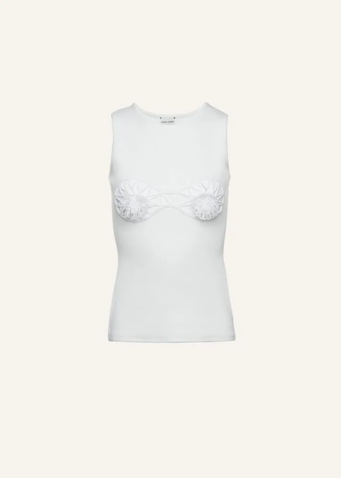 Shop Magda Butrym Tops Crochet Bra Tank Top In White