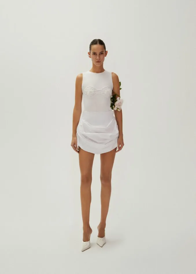 Shop Magda Butrym Tops Crochet Bra Tank Top In White Shop Magda Butrym Tops Crochet Bra Tank Top In White