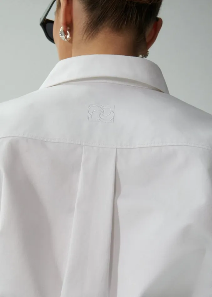 Shop Magda Butrym Tops Oversized Cotton Shirt In White Shop Magda Butrym Tops Oversized Cotton Shirt In White