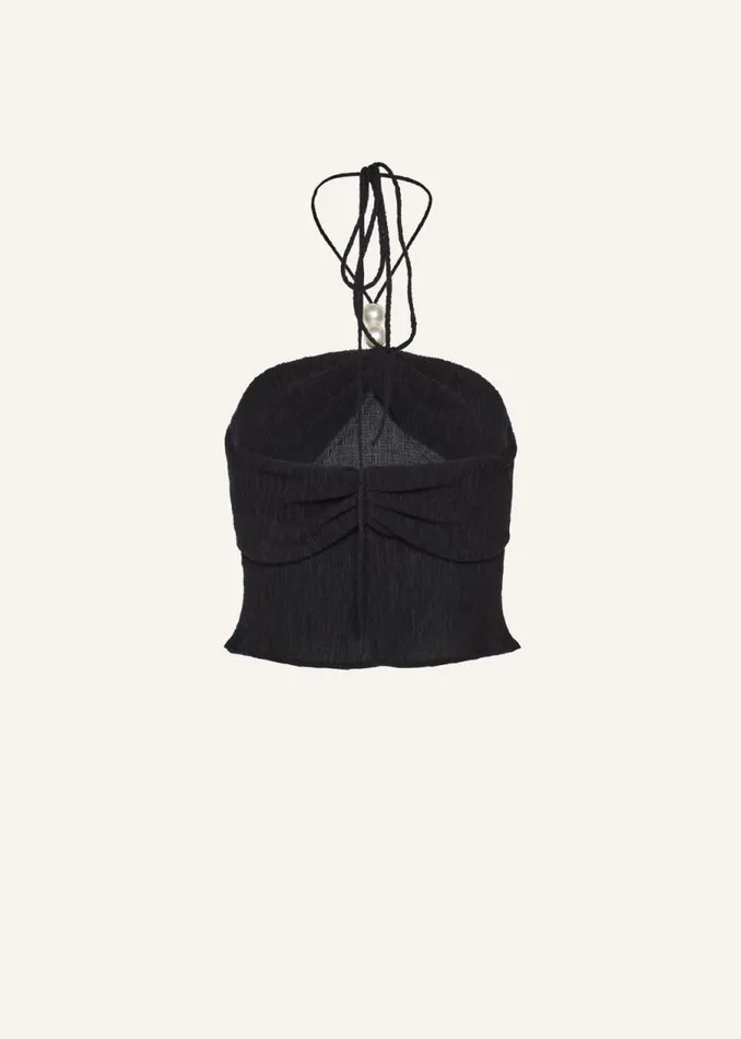 Shop Magda Butrym Tops Pearl Halterneck Tube Top In Black Shop Magda Butrym Tops Pearl Halterneck Tube Top In Black