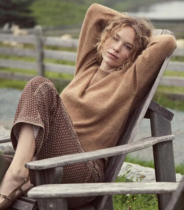 Shop MARSENA SWEATER Hazelnut DEN Knitwear