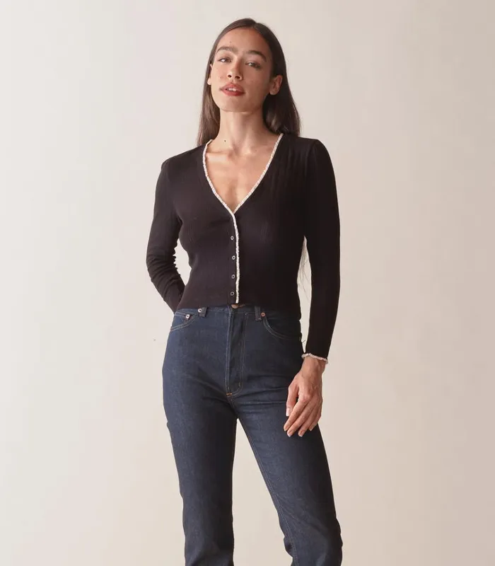 Shop PRESLEY CARDIGAN Black DEN Knitwear