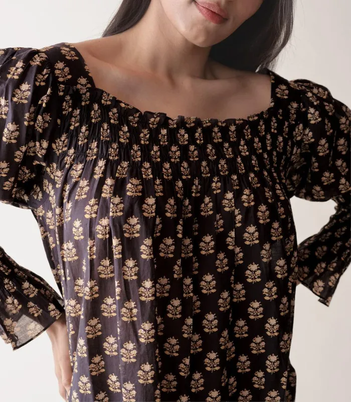 Shop SABIA DRESS Noir Meadowsweet Floral DEN Dresses