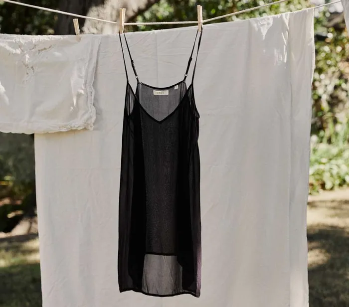 Shop SHORT DEEP VNECK SLIP Black DEN Delicates and Sleepwear