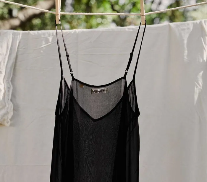 Shop SHORT DEEP VNECK SLIP Black DEN Delicates and Sleepwear