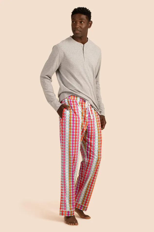 SHOP Trina Turk MEN039S SLEEPWEAR POM MEN039S LONG SLEEVE HENLEY LONG PANT PJ SET