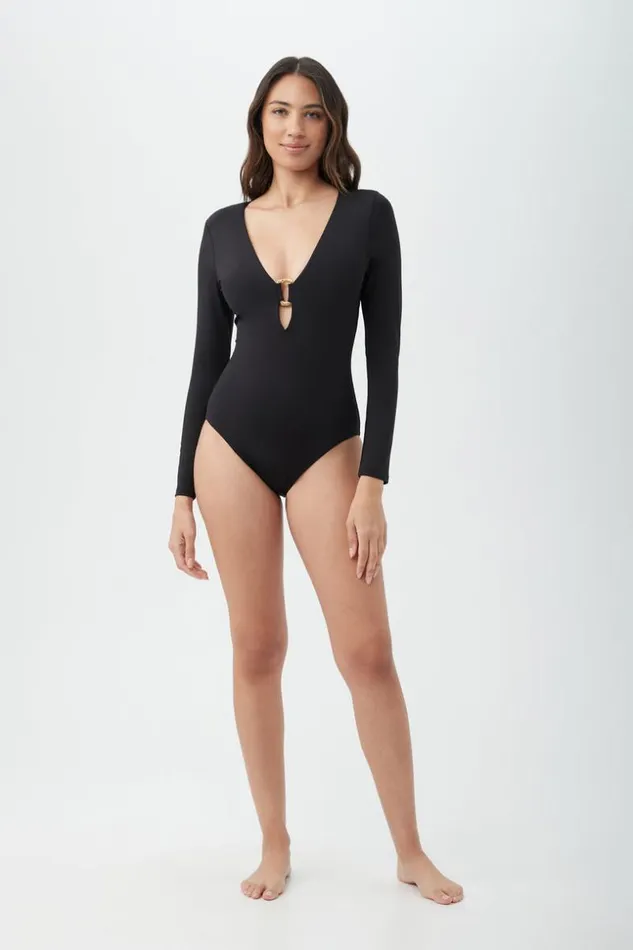 SHOP Trina Turk ONE PIECE SWIMWEAR WOMEN039S MONACO LONG SLEEVE RING FRONT ONE PIECE PADDLE SUIT