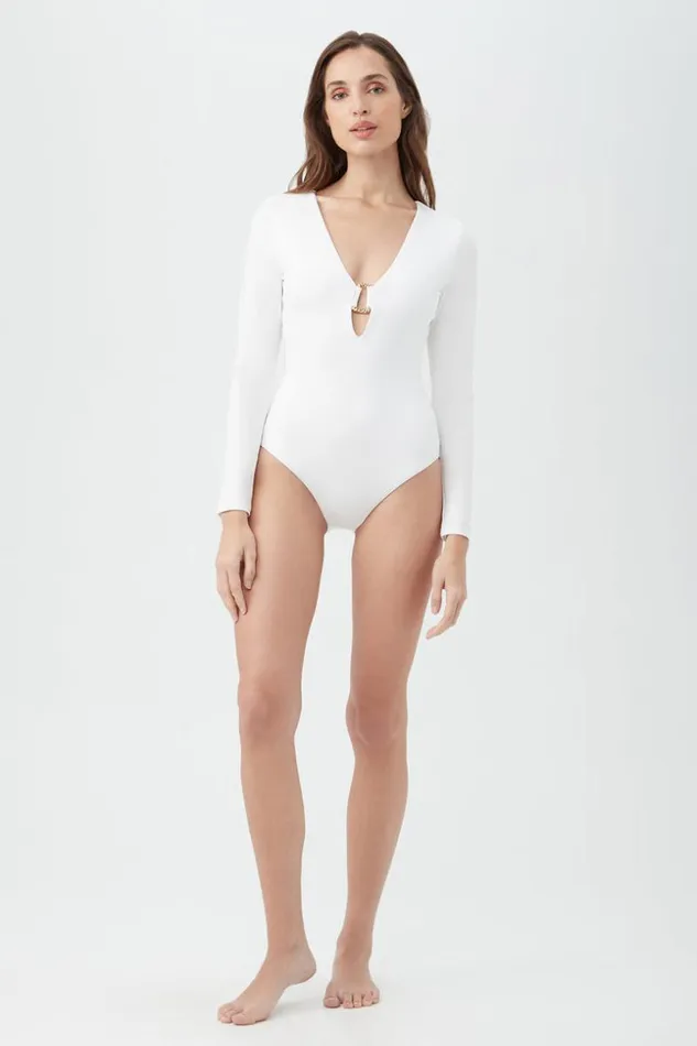 SHOP Trina Turk ONE PIECE SWIMWEAR WOMEN039S MONACO LONG SLEEVE RING FRONT ONE PIECE PADDLE SUIT