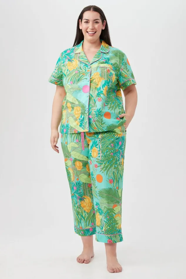 SHOP Trina Turk WOMEN039S SLEEPWEAR GOING BANANAS WOMEN039S SHORT SLEEVE CROPPED PANT POPLIN PJ SET