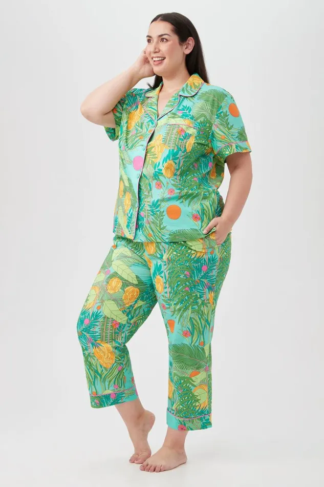 SHOP Trina Turk WOMEN039S SLEEPWEAR GOING BANANAS WOMEN039S SHORT SLEEVE CROPPED PANT POPLIN PJ SET