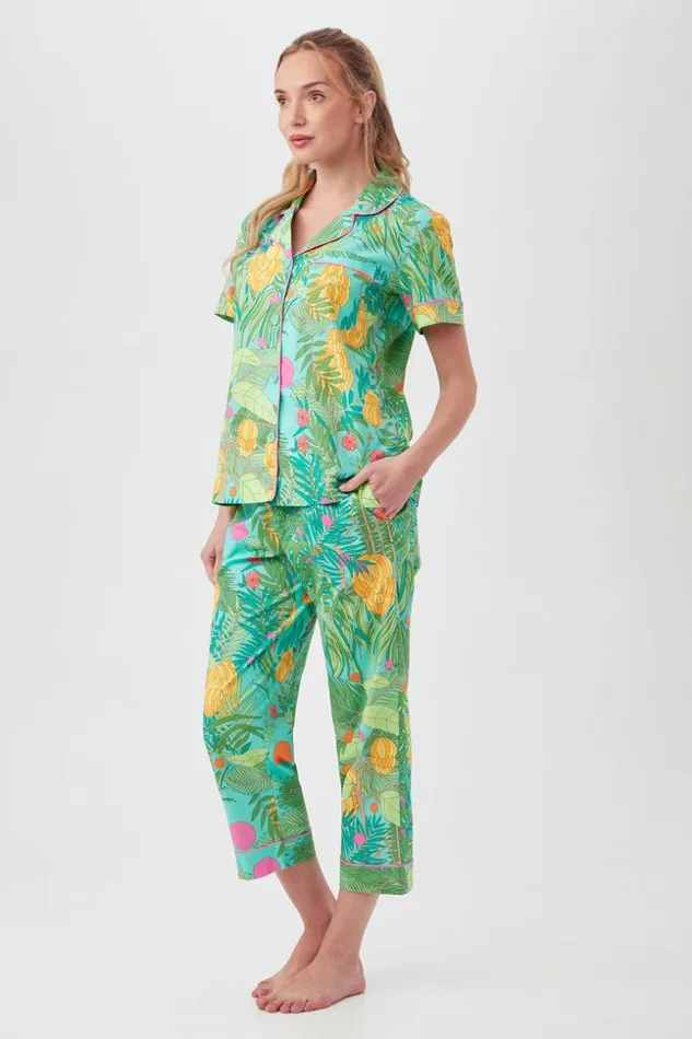 SHOP Trina Turk WOMEN039S SLEEPWEAR GOING BANANAS WOMEN039S SHORT SLEEVE CROPPED PANT POPLIN PJ SET