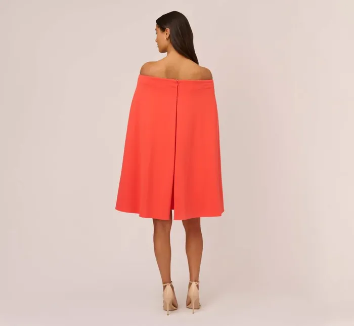 Short Dresses Womens Adrianna Papell Off The Shoulder Cape Dress In Calypso Coral