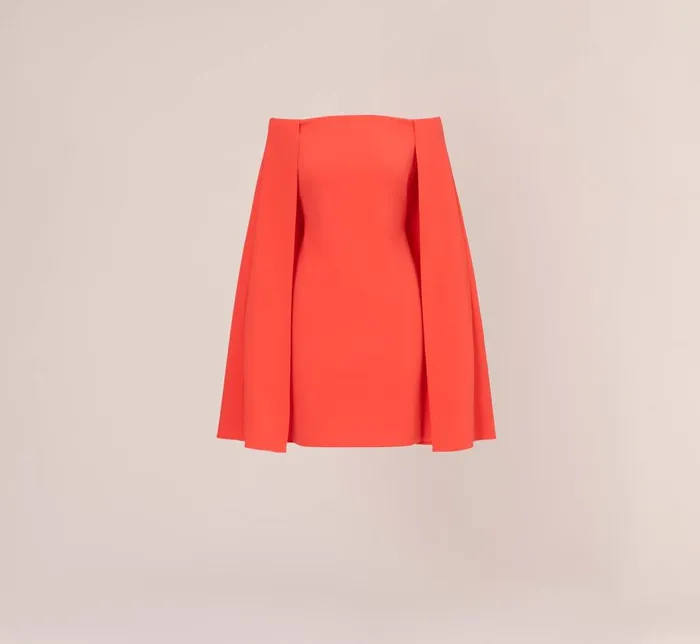 Short Dresses Womens Adrianna Papell Off The Shoulder Cape Dress In Calypso Coral