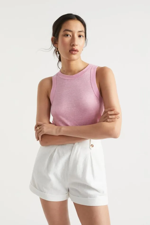 Shorts Woman Seed Heritage Button Pleat Front Short Whisper White