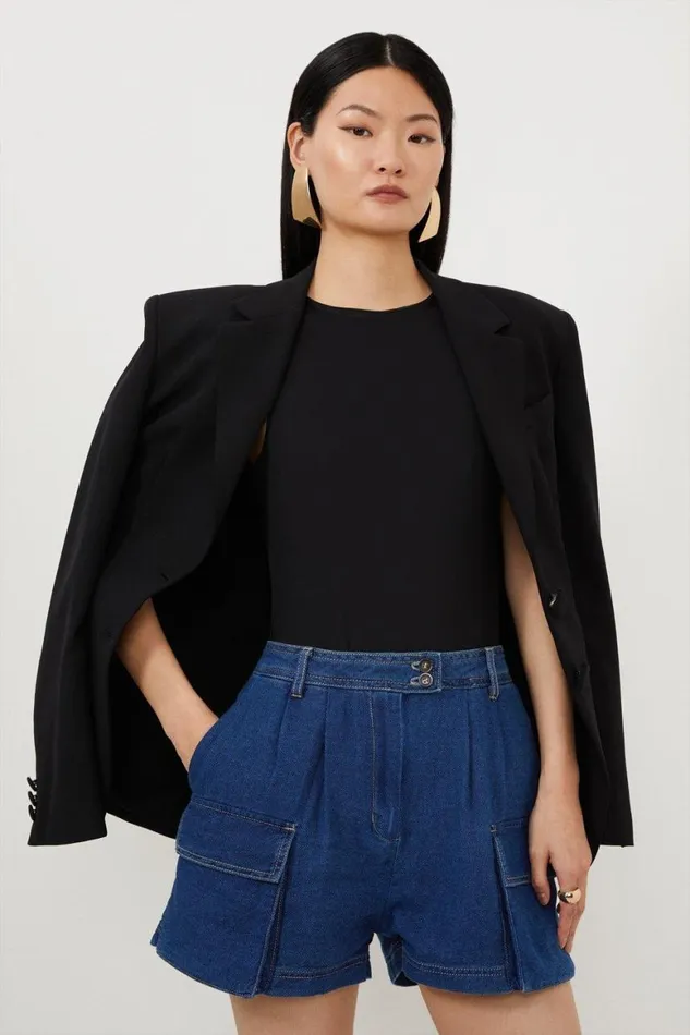 Shorts Women Karen Millen Tencel Denim Woven Shorts Denim