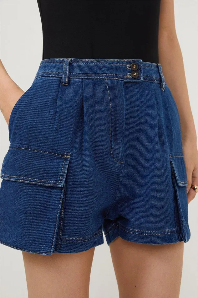 Shorts Women Karen Millen Tencel Denim Woven Shorts Denim
