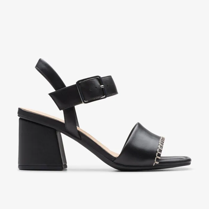 Siara 65 Buckle Black Leather Women Clarks Sandals and Flip Flops