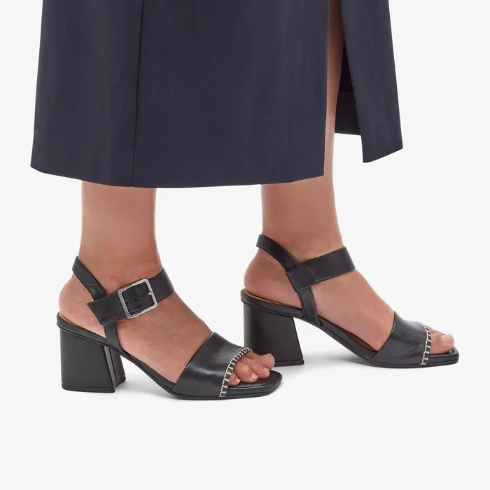 Siara 65 Buckle Black Leather Women Clarks Sandals and Flip Flops