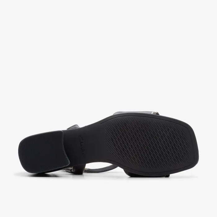 Siara 65 Buckle Black Leather Women Clarks Sandals and Flip Flops