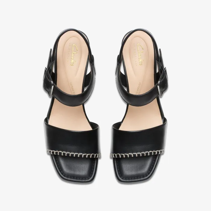 Siara 65 Buckle Black Leather Women Clarks Sandals and Flip Flops