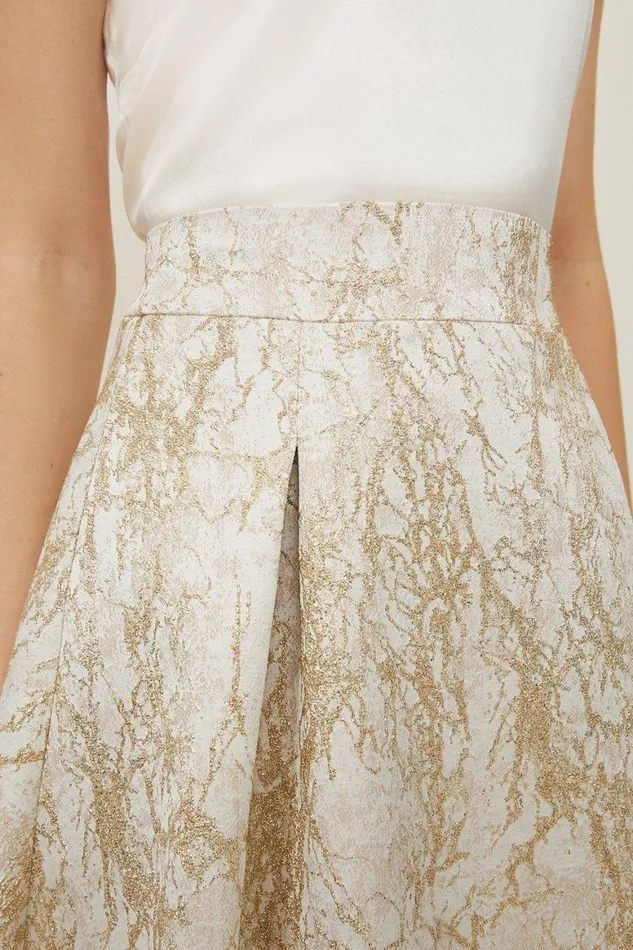 Skirts Women Karen Millen Jacquard Tailored Midi Full Skirt Ivory
