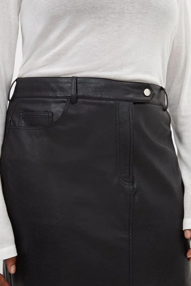 Skirts Women Karen Millen Plus Size Faux Leather Pencil Maxi Skirt Black