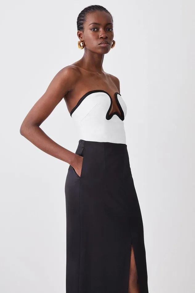 Skirts Women Karen Millen Satin Low Waist Straight Maxi Skirt Black