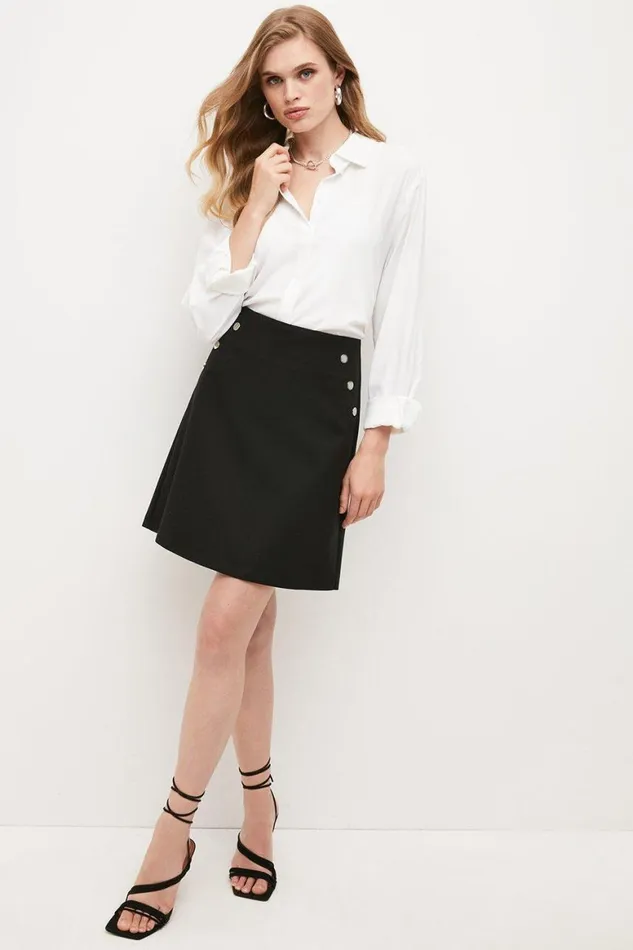 Skirts Women Karen Millen Tall Essential Techno Woven Skirt Black