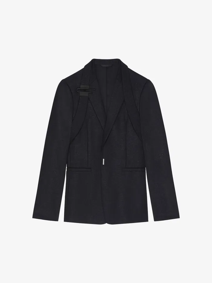 Slim Fit Jacket In Wool And Lurex With ULock Harness Black Men Givenchy Coats and Jackets