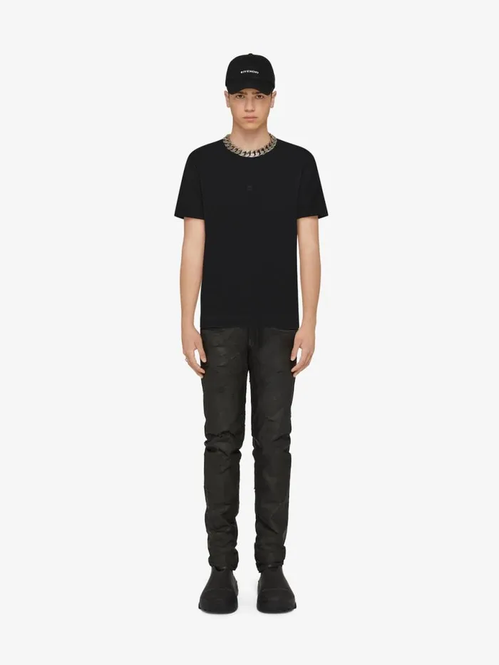 Slim Fit TShirt In Cotton With 4g Embroidery Black Men Givenchy TShirts