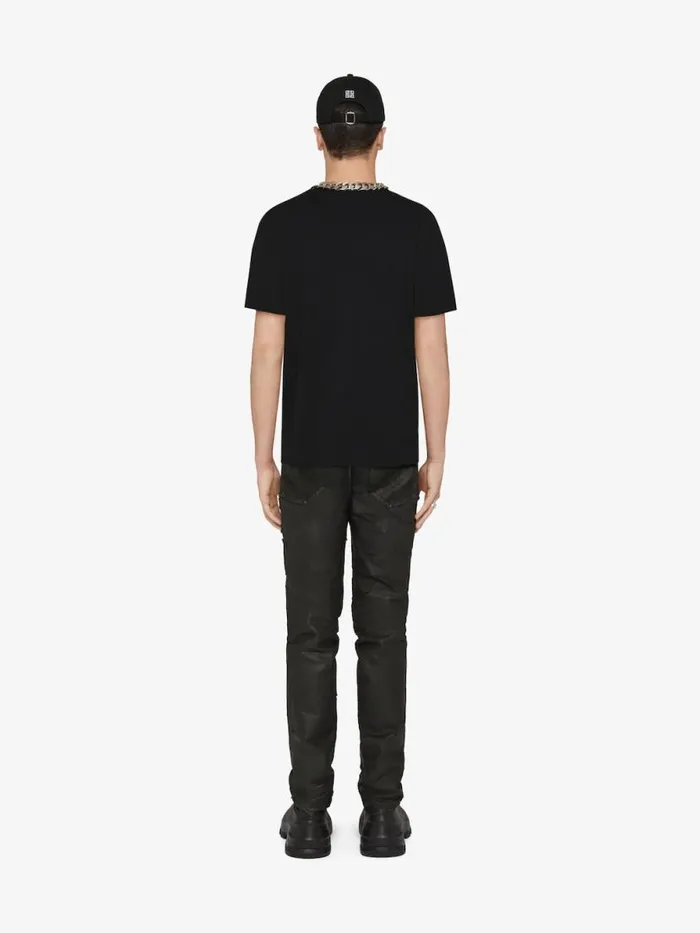 Slim Fit TShirt In Cotton With 4g Embroidery Black Men Givenchy TShirts