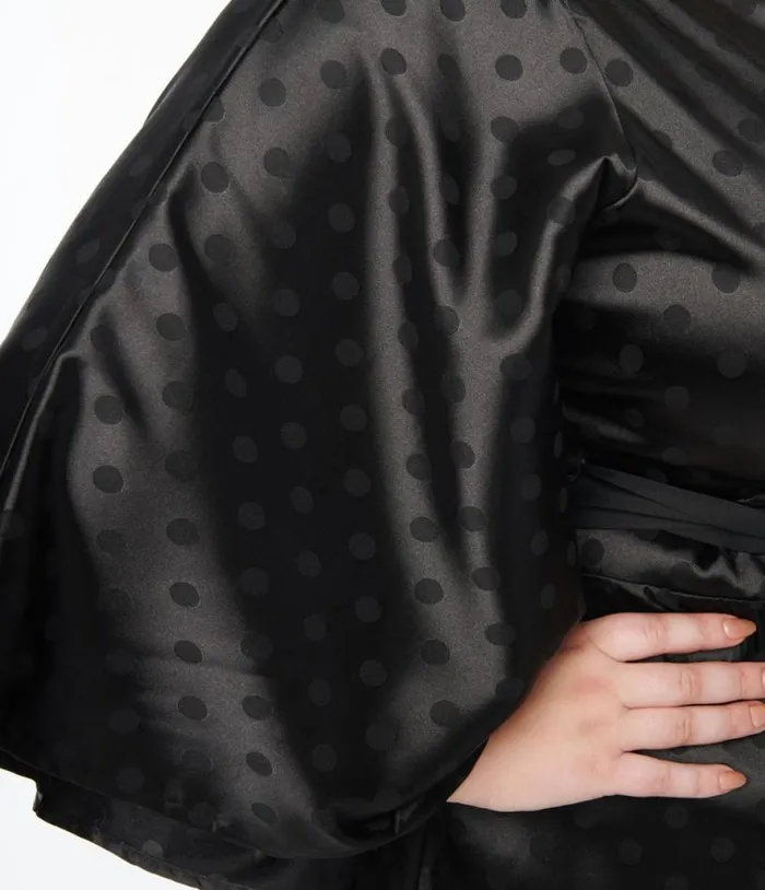 Smak Parlour Plus Size Black Damask Dot Social Climber Caftan DressesPlus Unique Vintage Midi and Maxi