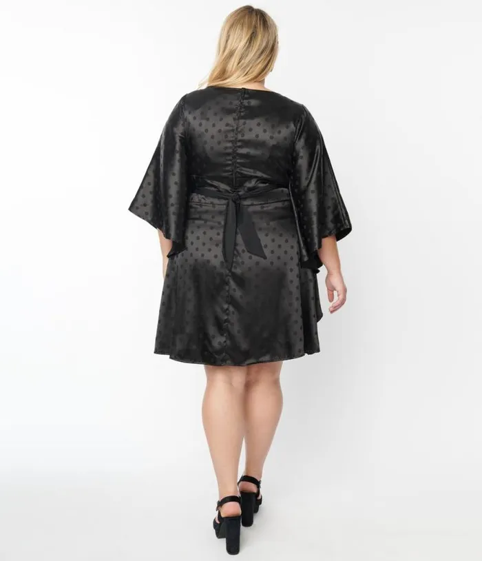 Smak Parlour Plus Size Black Damask Dot Social Climber Caftan DressesPlus Unique Vintage Midi and Maxi