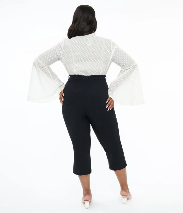 Smak Parlour Plus Size Black Pintuck Capris ClothingPlus Unique Vintage Pants