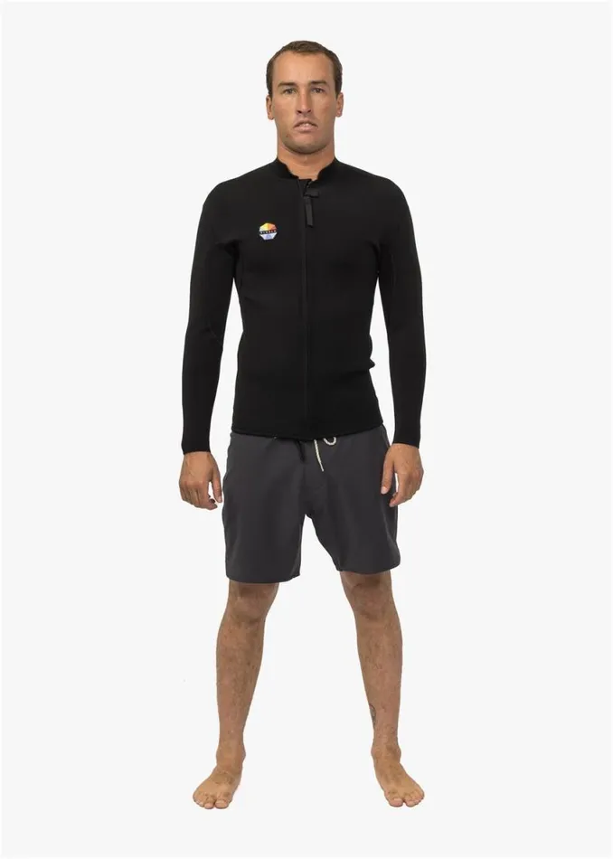 Solid Sets 2Mm Front Zip Wetsuit Jacket Black Men Vissla Wetsuits