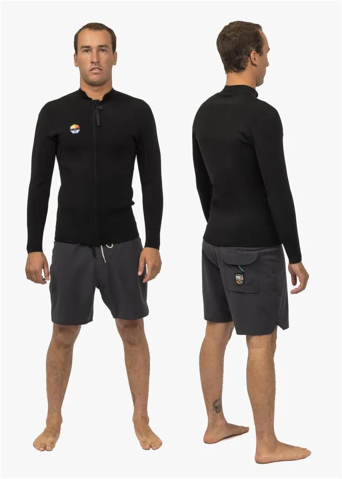 Solid Sets 2Mm Front Zip Wetsuit Jacket Black Men Vissla Wetsuits