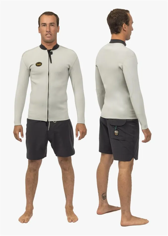 Solid Sets 2Mm Front Zip Wetsuit Jacket Off White Men Vissla Wetsuits