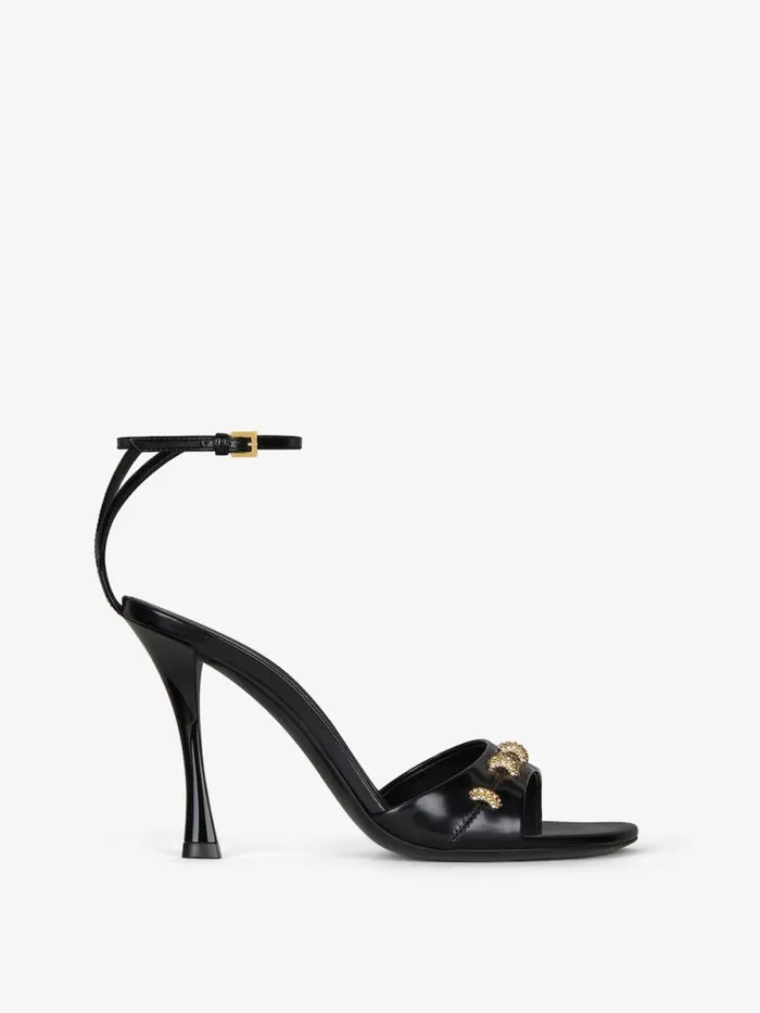 Stitch Sandals In Leather With Crystals Details Black Women Givenchy Heels
