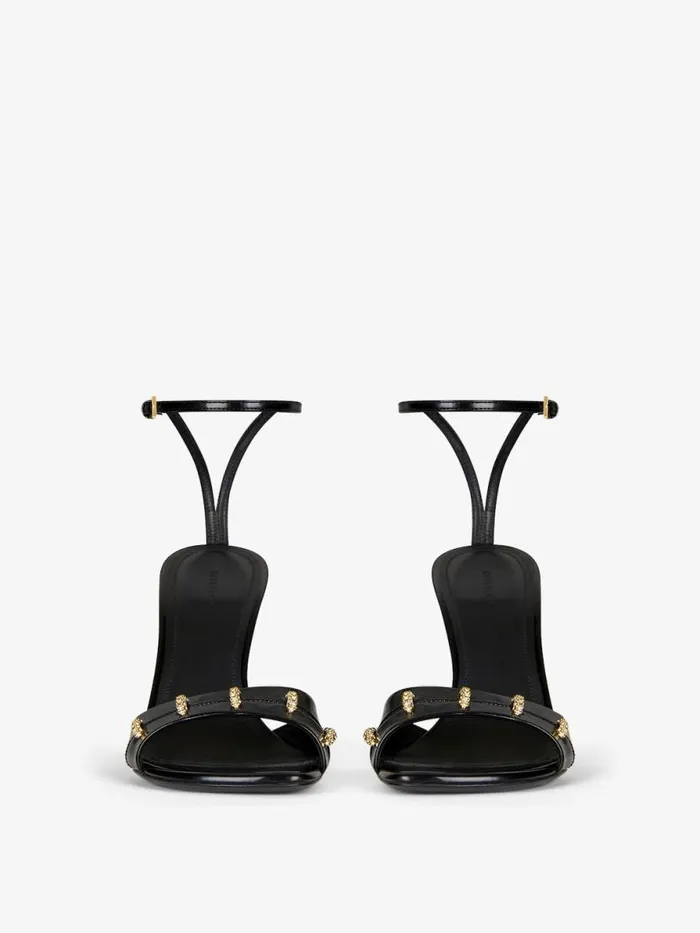 Stitch Sandals In Leather With Crystals Details Black Women Givenchy Heels