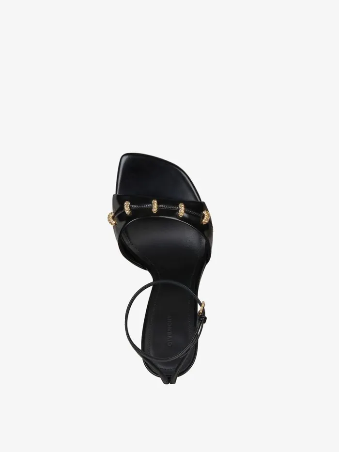 Stitch Sandals In Leather With Crystals Details Black Women Givenchy Heels